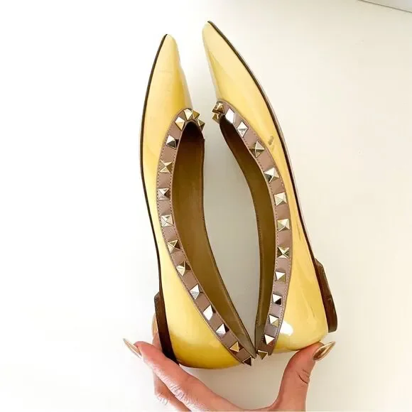 VALENTINO Garavani Rockstud Flats Yellow Lavender Purple - Picture 4 of 7